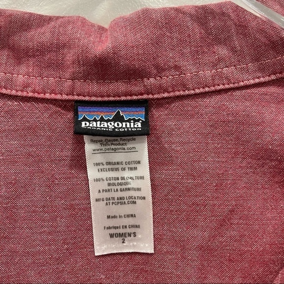 Patagonia Women’s Long Sleeve Chambray Shirt Button Down Size 2 Red - Picture 7 of 8